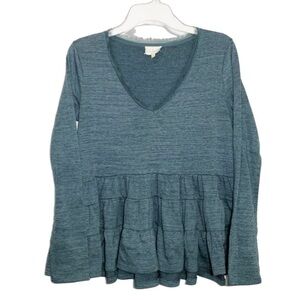 Anthropologie Deletta Thea Sweater Top Ruffled Tier Peplum Tunic size Small